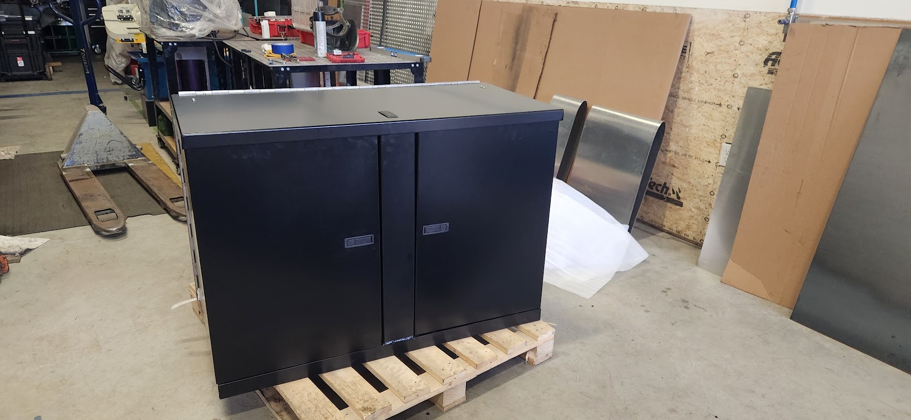 Custom generator storage cabinet